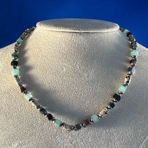 16 inch Sterling and bead necklace.